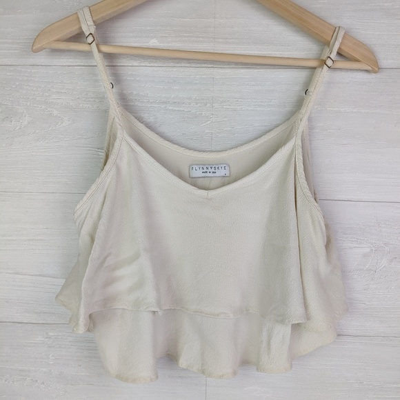 Flynn Skye Cream Flowy Two Layer Cropped Top - Picture 4 of 7